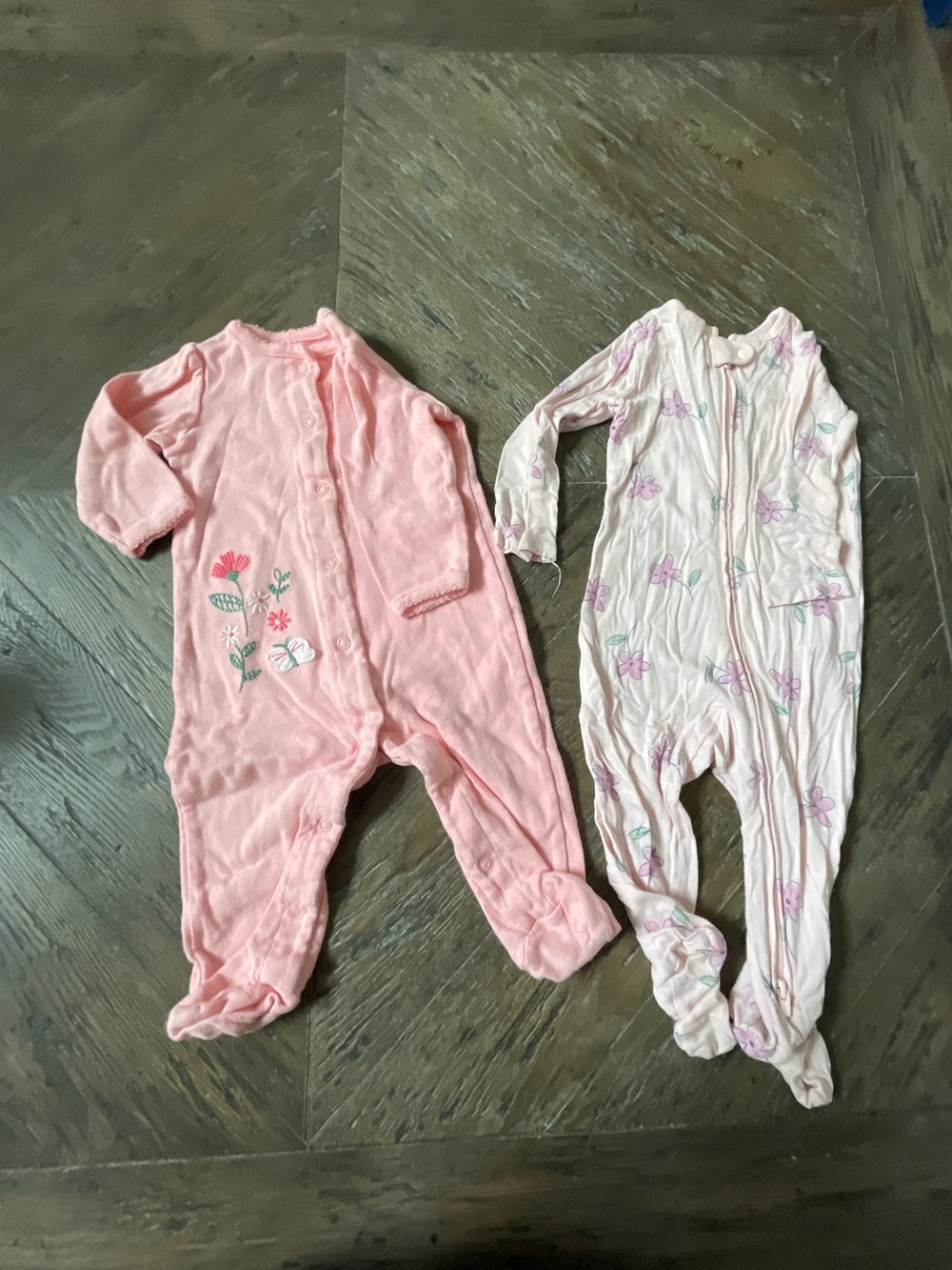 Just One You Baby Girls Pink Floral One-Piece Sleeper Set